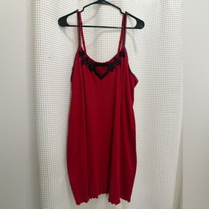 Cacique Red Sleepwear Dress with Black Heart Appliqué - size 18/20
